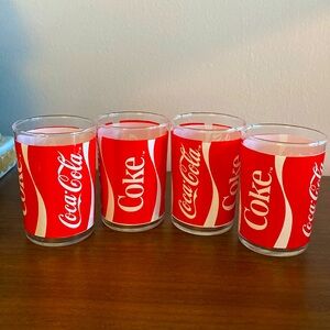 Set of four 3.5” Coca-Cola glasses in beautiful condition.